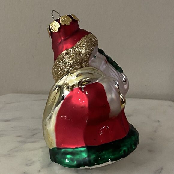 OLD WORLD Santa Claus Hanging Christmas Ornament Bell Glass 4.5in - Picture 6 of 7